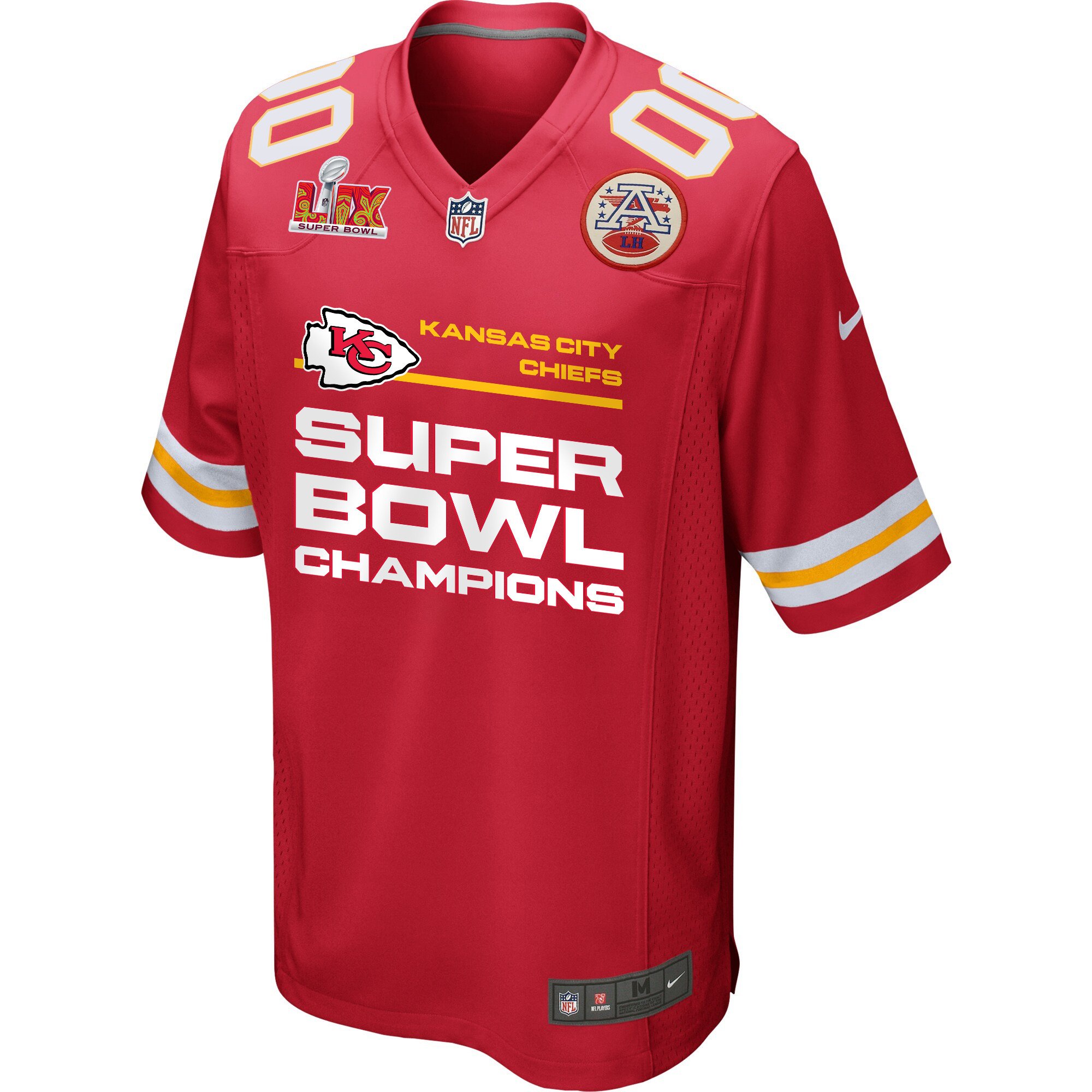 Kansas City Chiefs Super Bowl LIX Champions Straight Text Game Custom Red NFL Jersey Men's