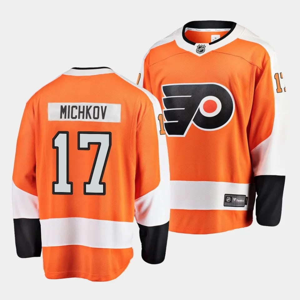 Matvei Michkov #17 Philadelphia Flyers 2023 Draft Home Orange NHL Jersey Men's