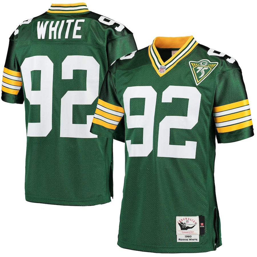 Reggie White 92 Green Green Bay Packers 1993 Throwback Game Green NFL Jersey Men's