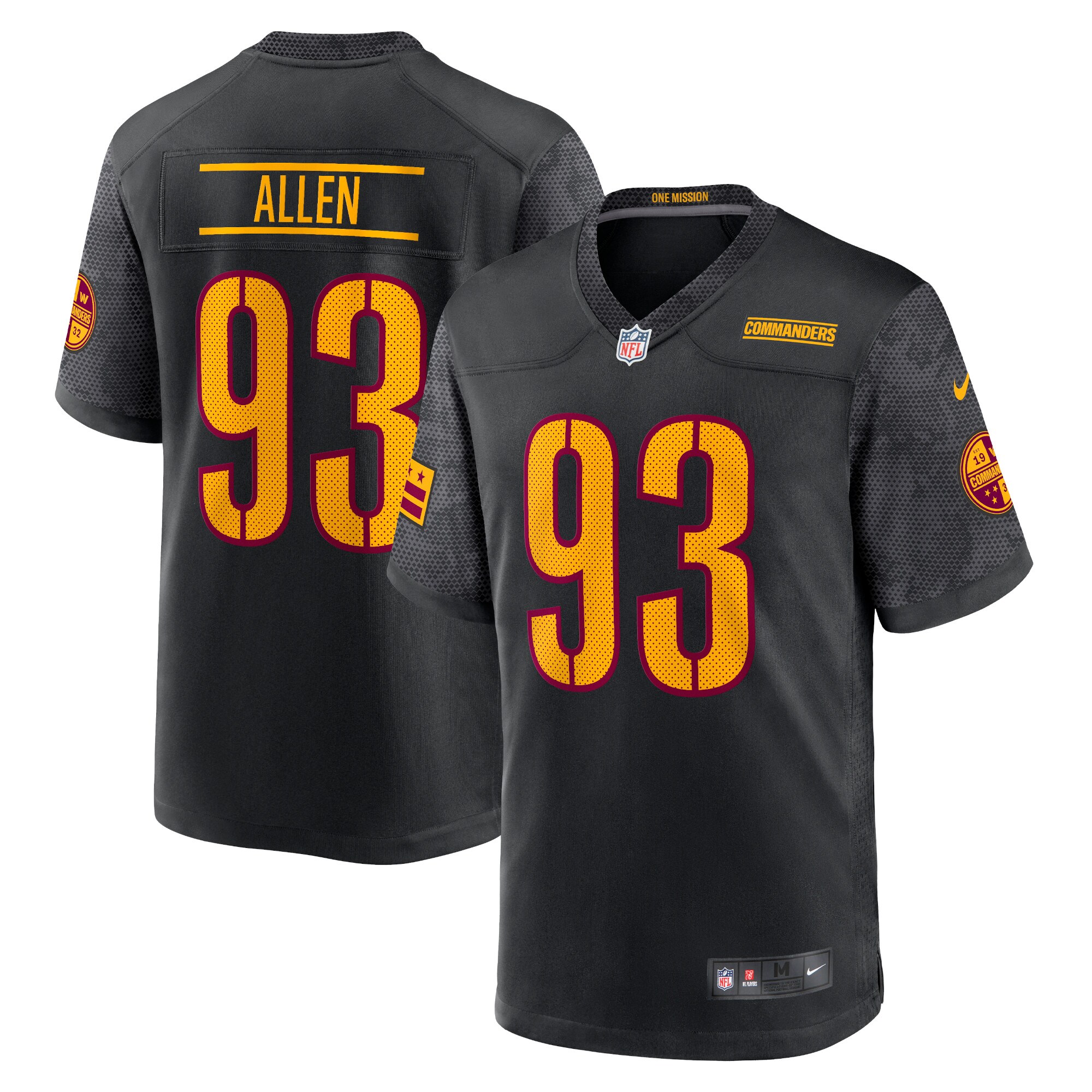 Washington Commanders Jonathan Allen Black Alternate Game Player NFL Jersey Men's