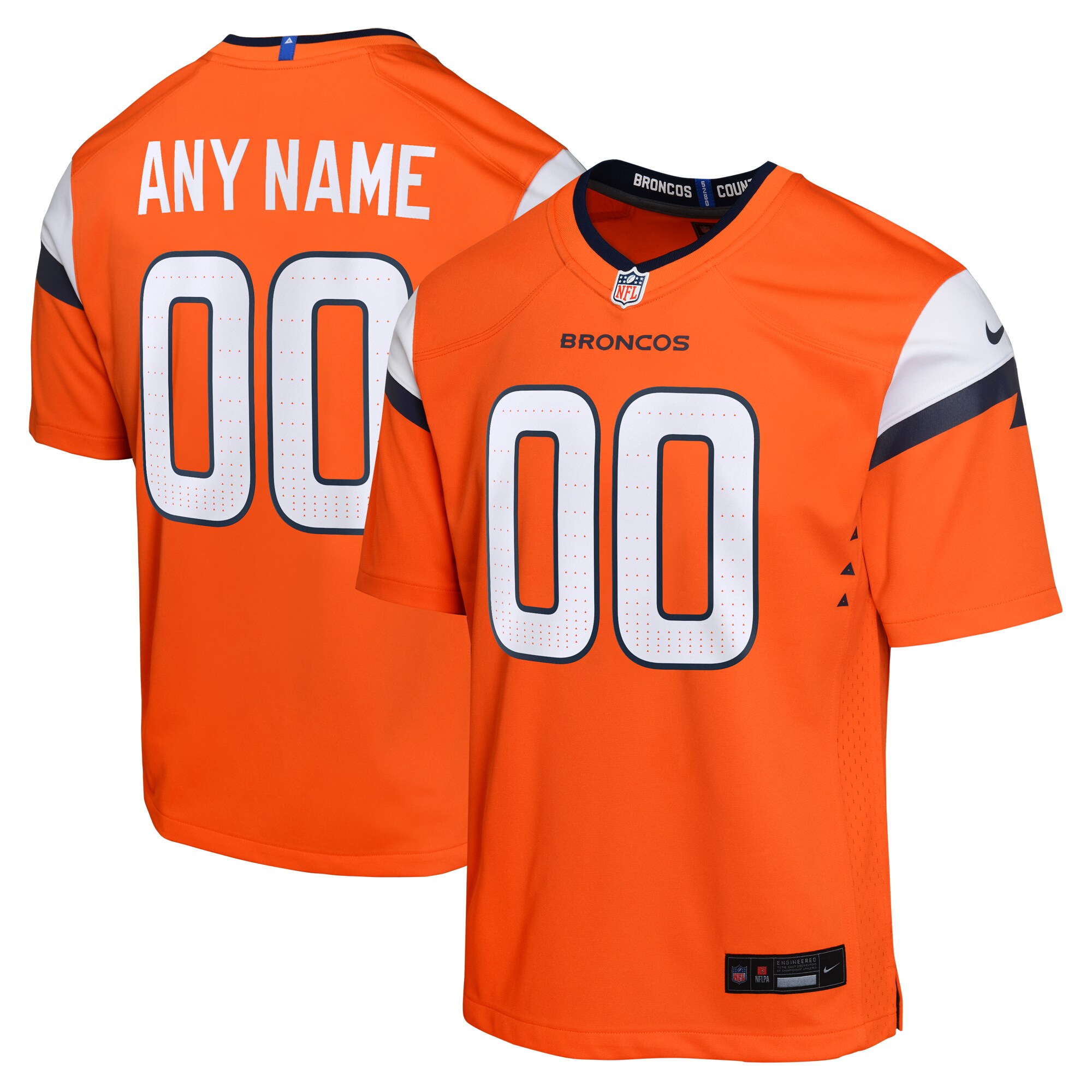 Denver Broncos Orange Mile High Collection Custom Game NFL Jersey Youth