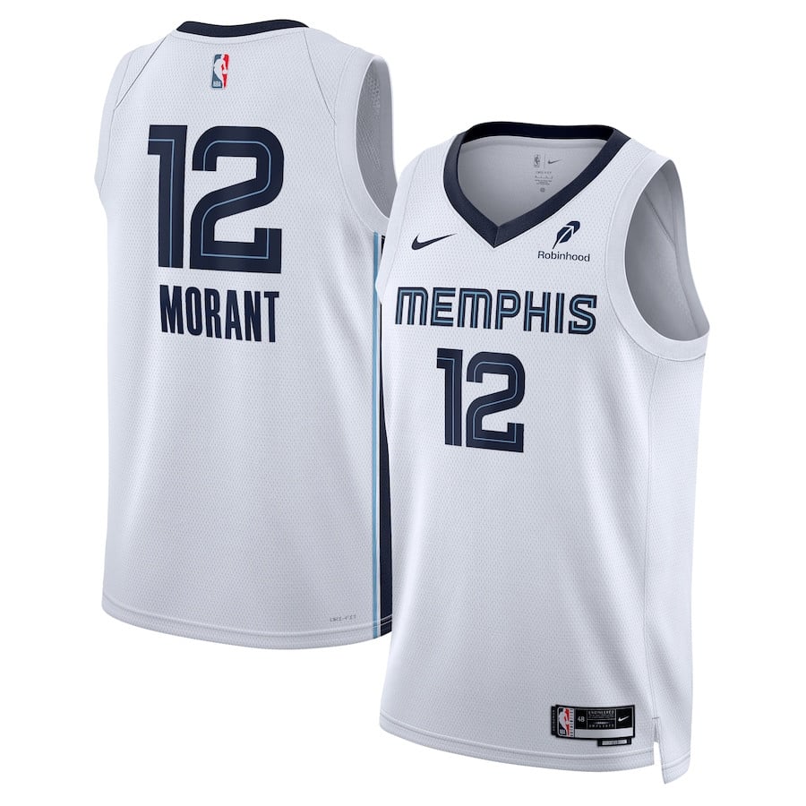 Ja Morant 12 Memphis Grizzlies Unisex Swingman Badge Player Association Editio White NBA Jersey Unisex