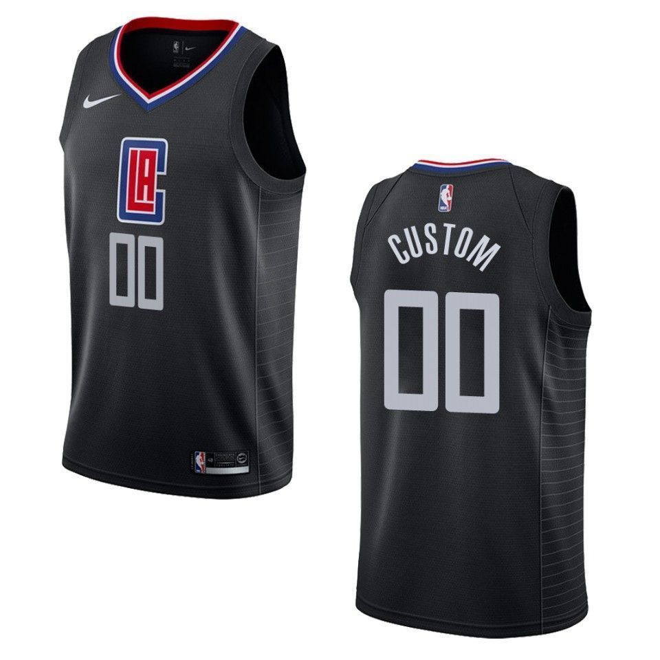 Los Angeles Clippers 00 Custom Statement Swingman Black NBA Jersey Men's
