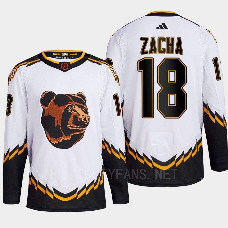 Boston Bruins 2022 Reverse Retro 2.0 Pavel Zacha 18 White Primegreen NHL Jersey Men's