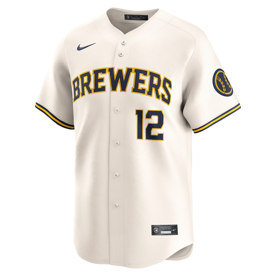 Rhys Hoskins 12 Milwaukee Brewers Home Limited Player Cream MLB Jersey Men's