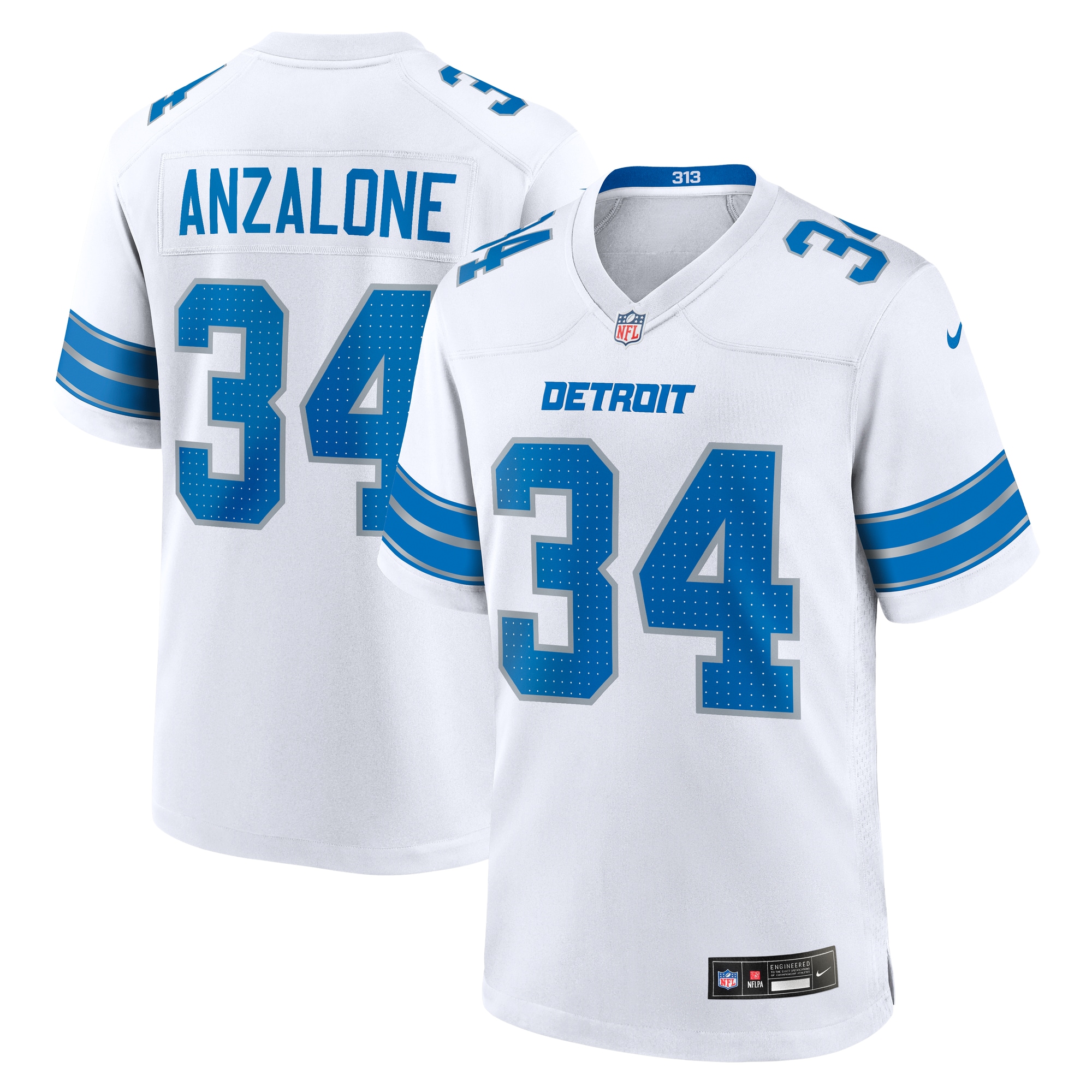 Detroit Lions Alex Anzalone White White Game NFL Jersey Men's