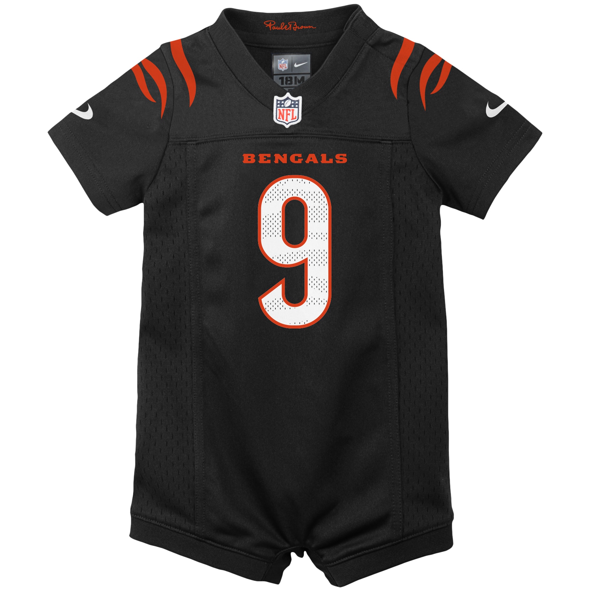 Newborn Infant Cincinnati Bengals Joe Burrow Black Game Romper NFL Jersey Men's