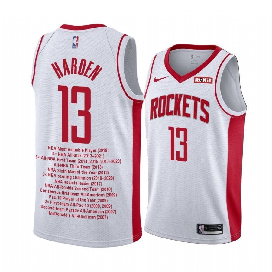 James Harden Career Awards Houston Rockets White Edition NBA Jersey Men's