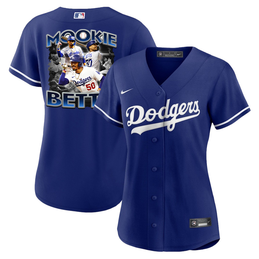 Mookie Betts 50 Los Angeles Dodgers Posture 2023 Alternate Player Royal MLB Jersey Women's