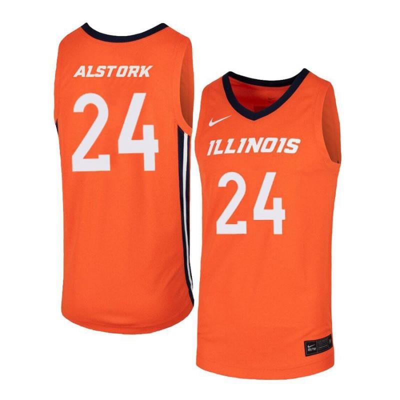 24 Mark Alstork Orange Elite Illinois Fighting Illini NCAA Jersey Men's