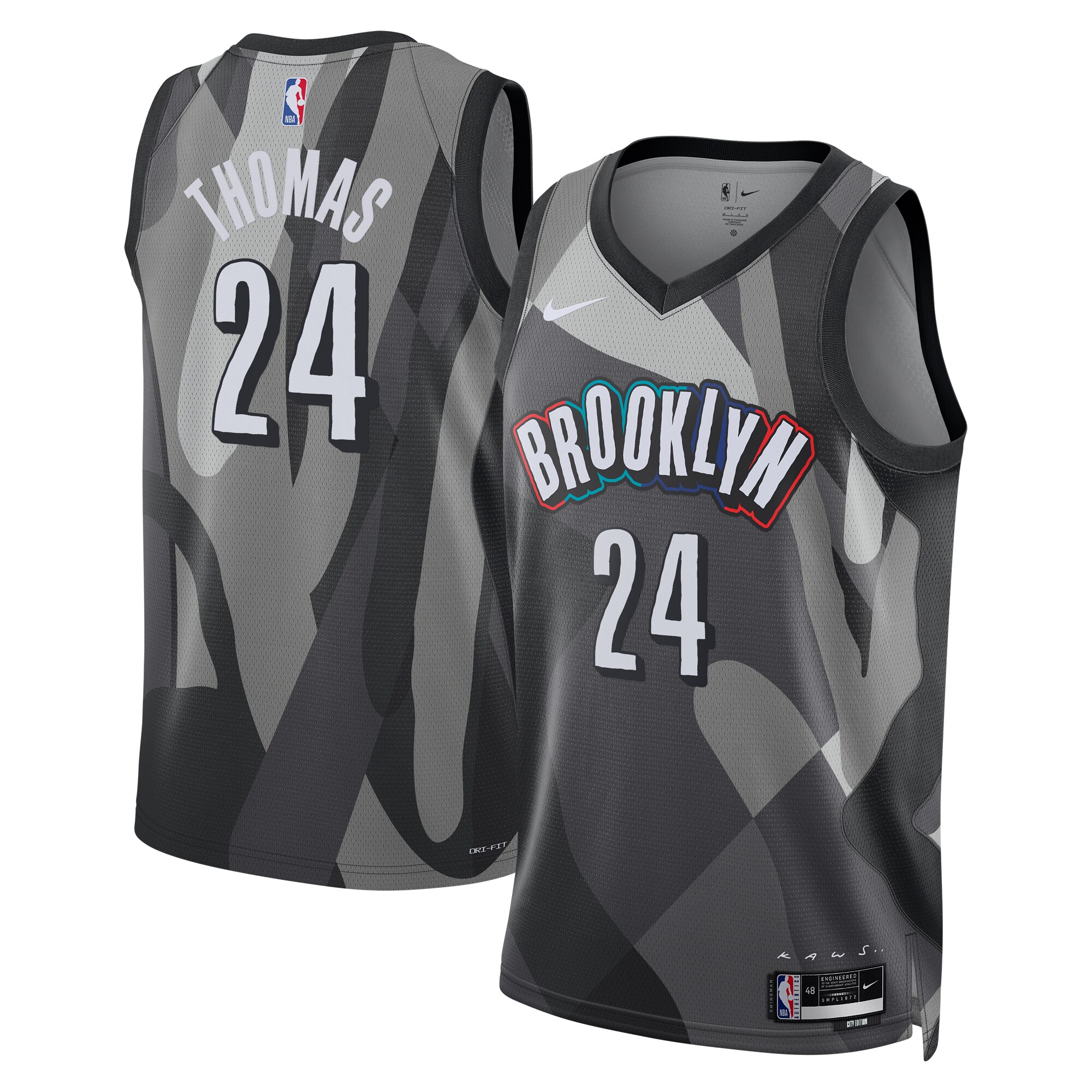Camiseta City Edition Swingman de los Brooklyn Nets 2024 Plateada Cam Thoma Unisex NBA Jersey Unisex
