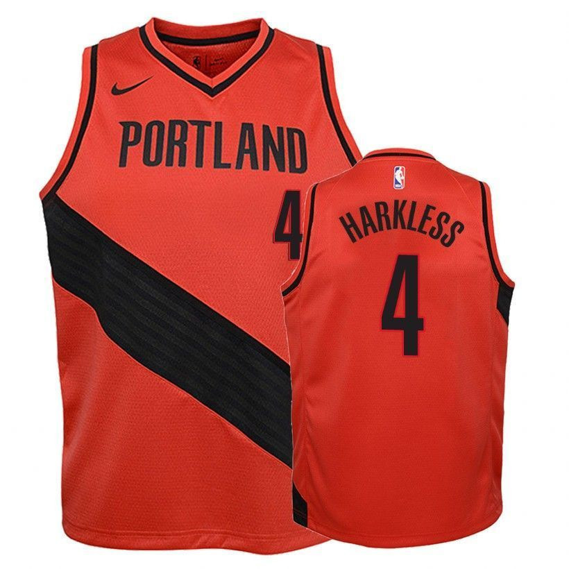 Blazers Maurice Harkless 4 Statet Red NBA Jersey Youth