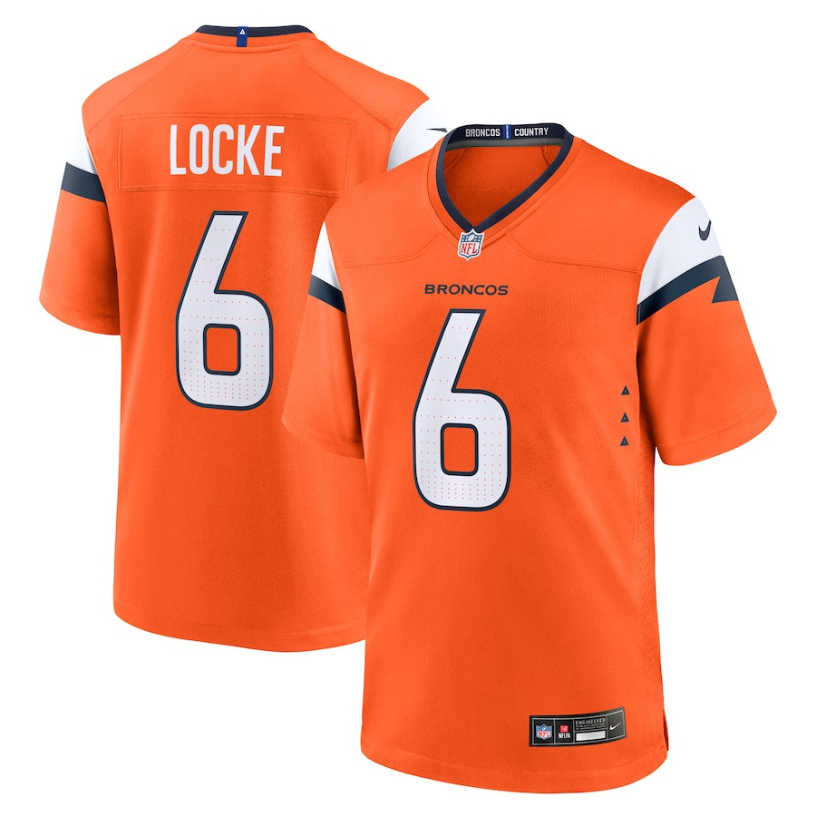 P.J. Locke 6 Denver Broncos Team Game Orange NFL Jersey Men's