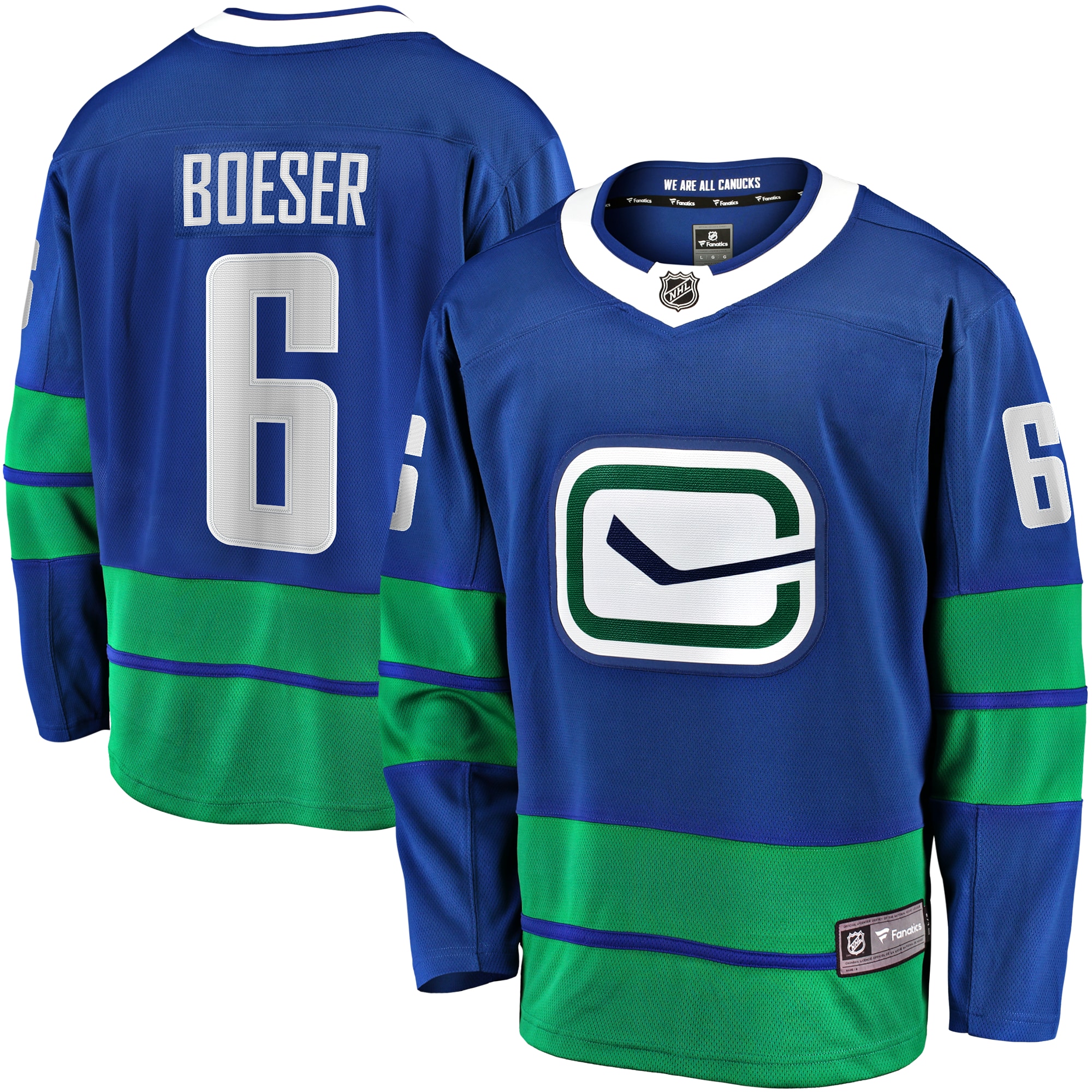 Vancouver Canucks Brock Boeser Blue Premier Breakaway Player NHL Jersey Men's