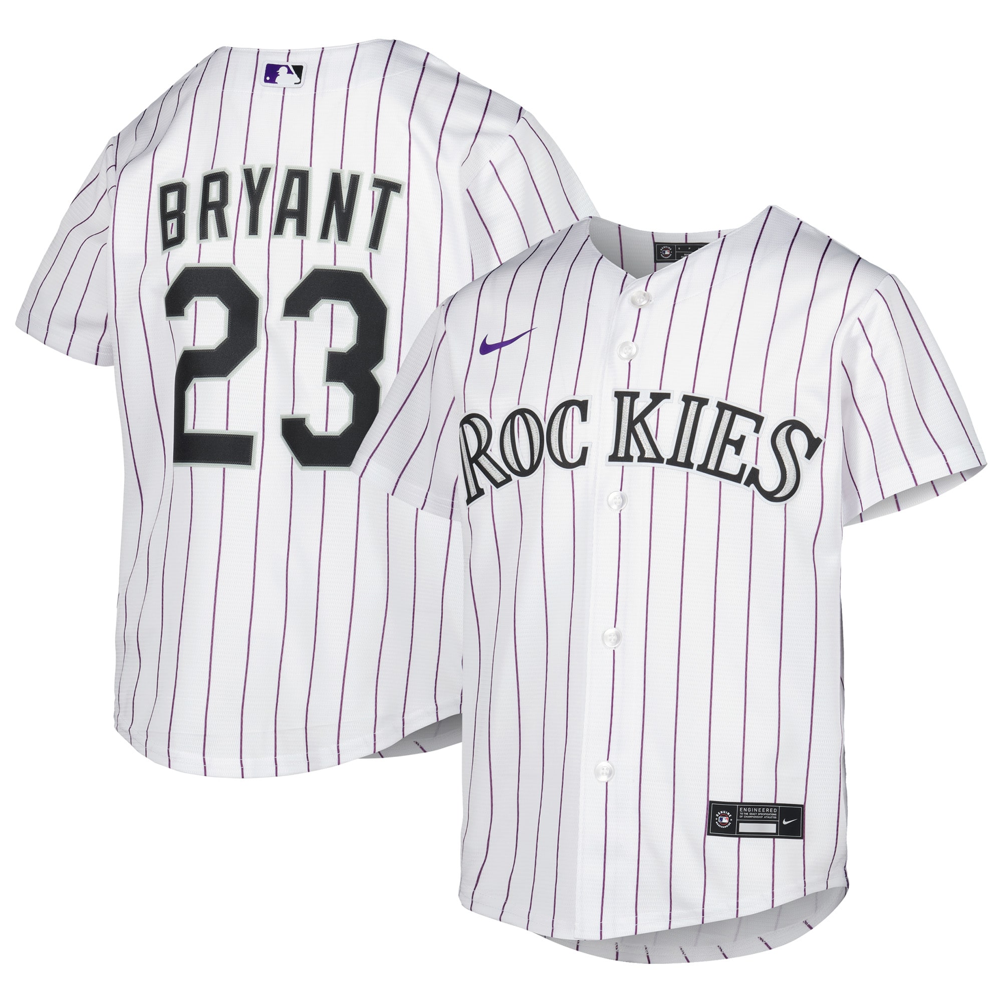 Colorado Rockies Kris Bryant White Alternate Player MLB Jersey Youth