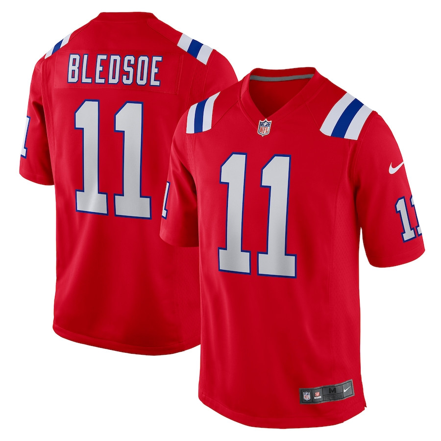 Drew Bledsoe 11 New England Patriots Retired Alternate Game Red NFL Jersey Men's