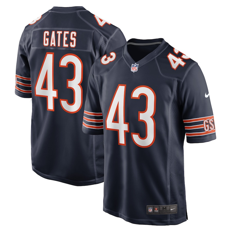 DeMarquis Gates 43 Chicago Bears Game Navy NFL Jersey Men's