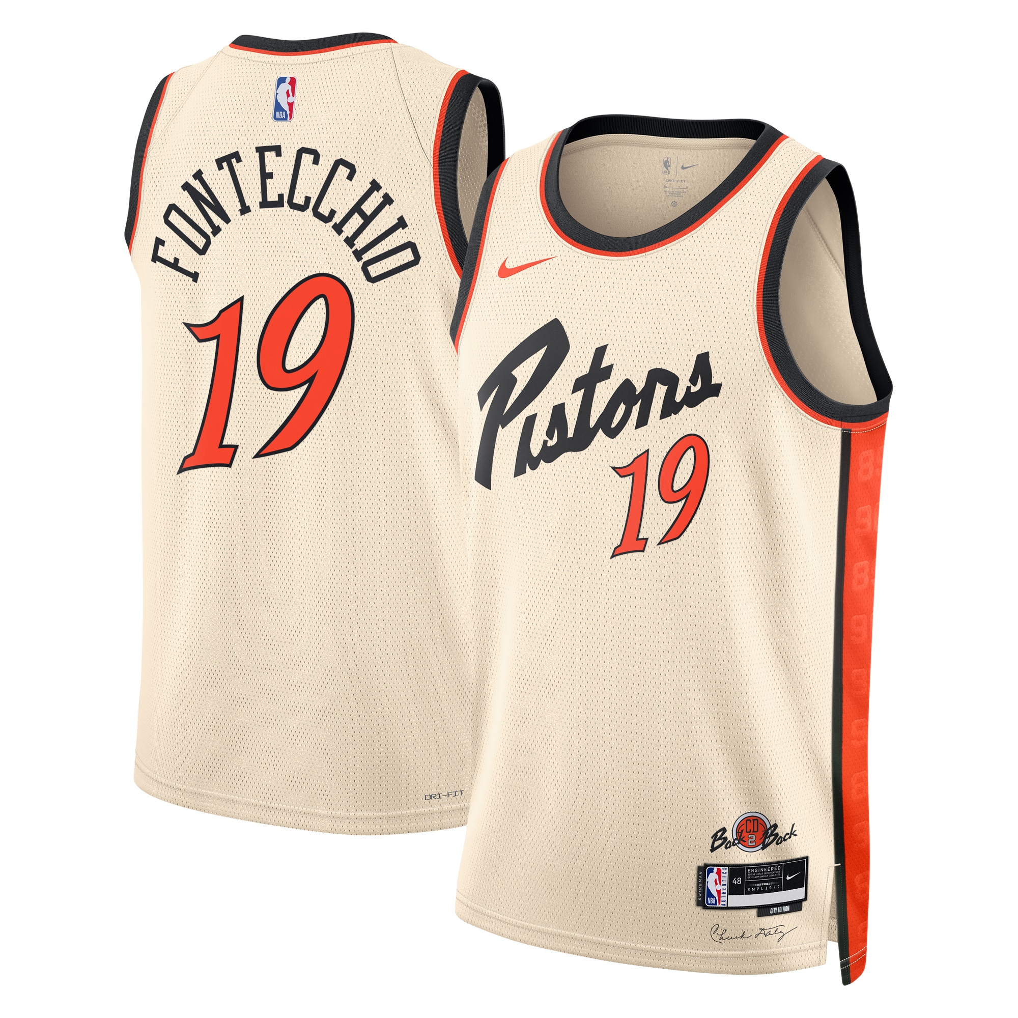 Camiseta City Edition Swingman de los Detroit Pistons 2024 Crema Simone Fontecchi Unisex NBA Jersey Unisex