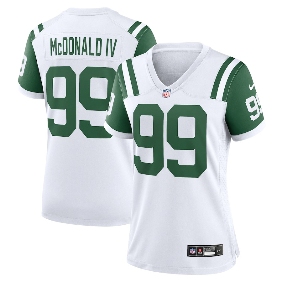 Will McDonald IV 99 New York Jets Classic Alternate Retired Player Game White NFL Jersey Women's