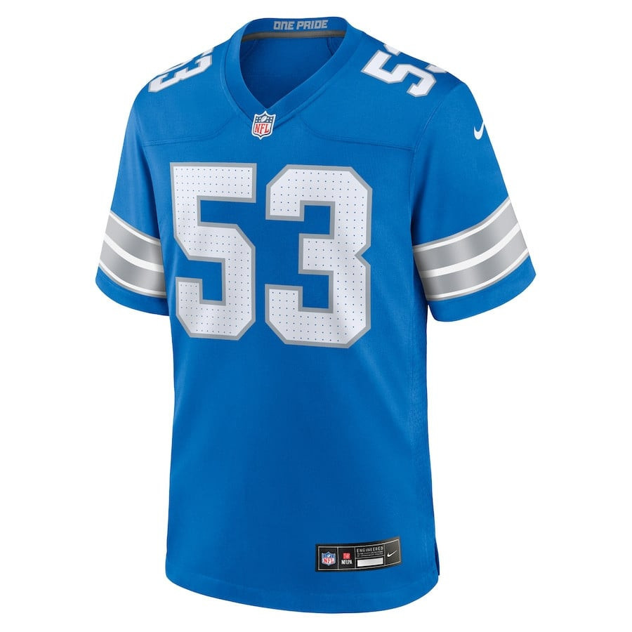 DaRon Gilbert 53 Detroit Lions Game Blue NFL Jersey Men's