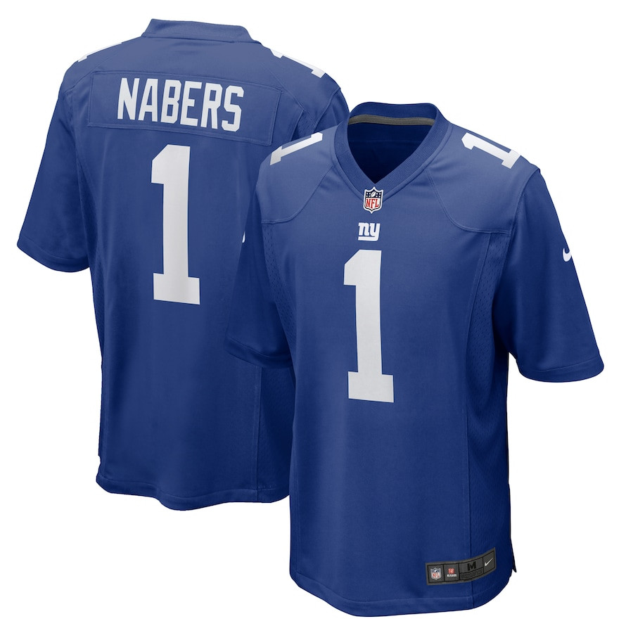 Malik Nabers 1 New York Giants Player Game Royal NFL Jersey Men's