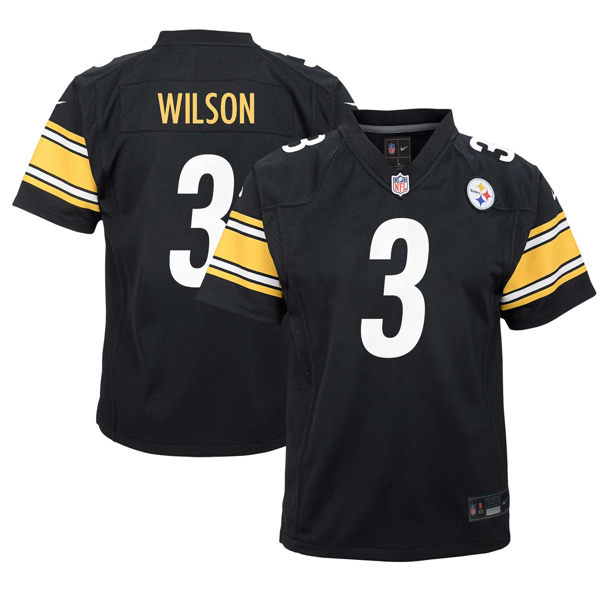 Pittsburgh Steelers Russell Wilson Black Team Player Game NFL Jersey Youth
