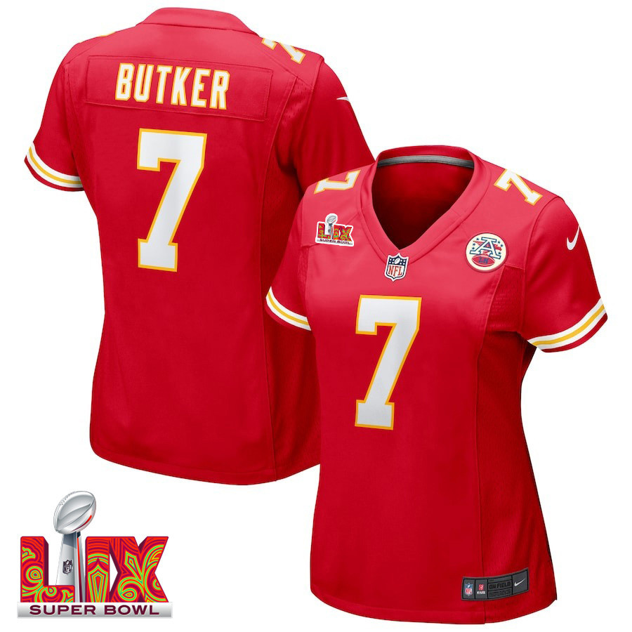 Harrison Butker #7 Kansas City Chiefs Super Bowl LIX Red NFL Jersey Women's