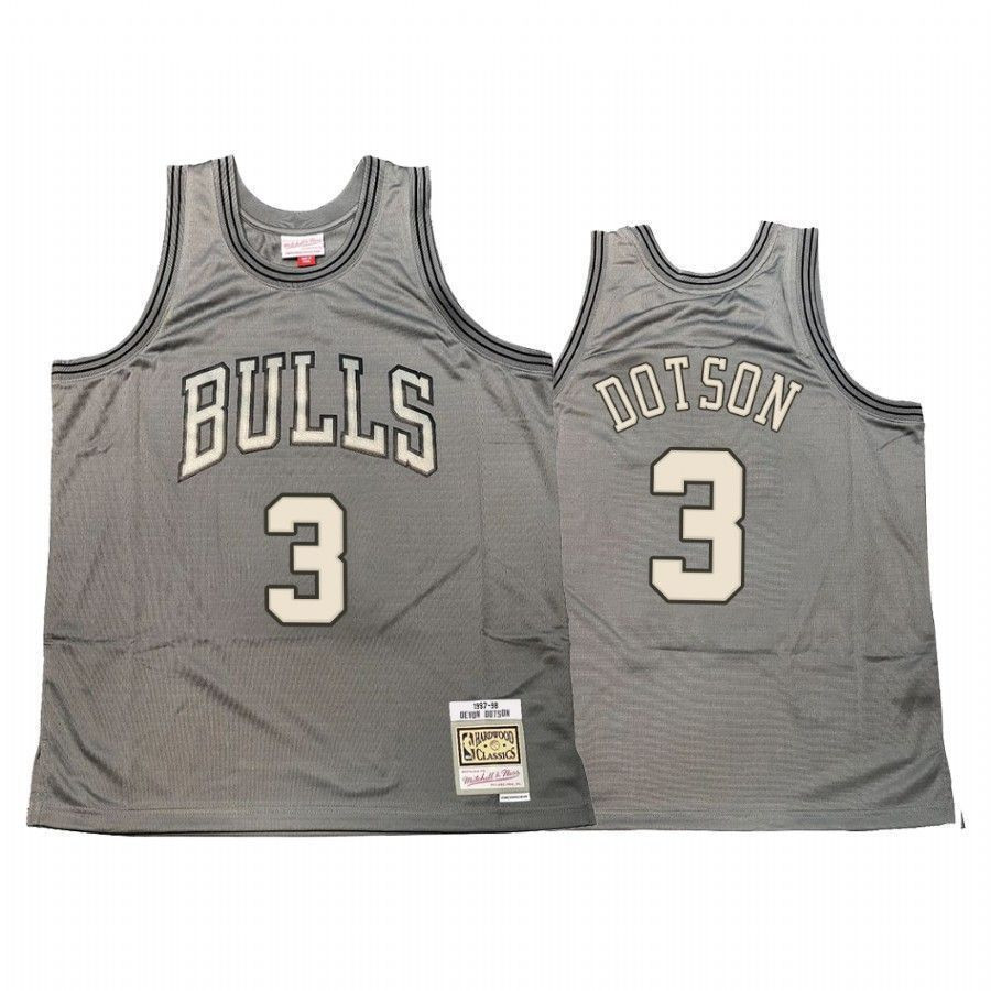 Devon Dotson 3 Chicago Bulls Hardwood Classics Gray NBA Jersey Men's