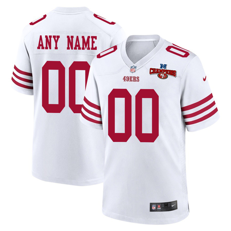 San Francisco 49ers NFC Champions Patch Game Custom White NFL Jersey Men's