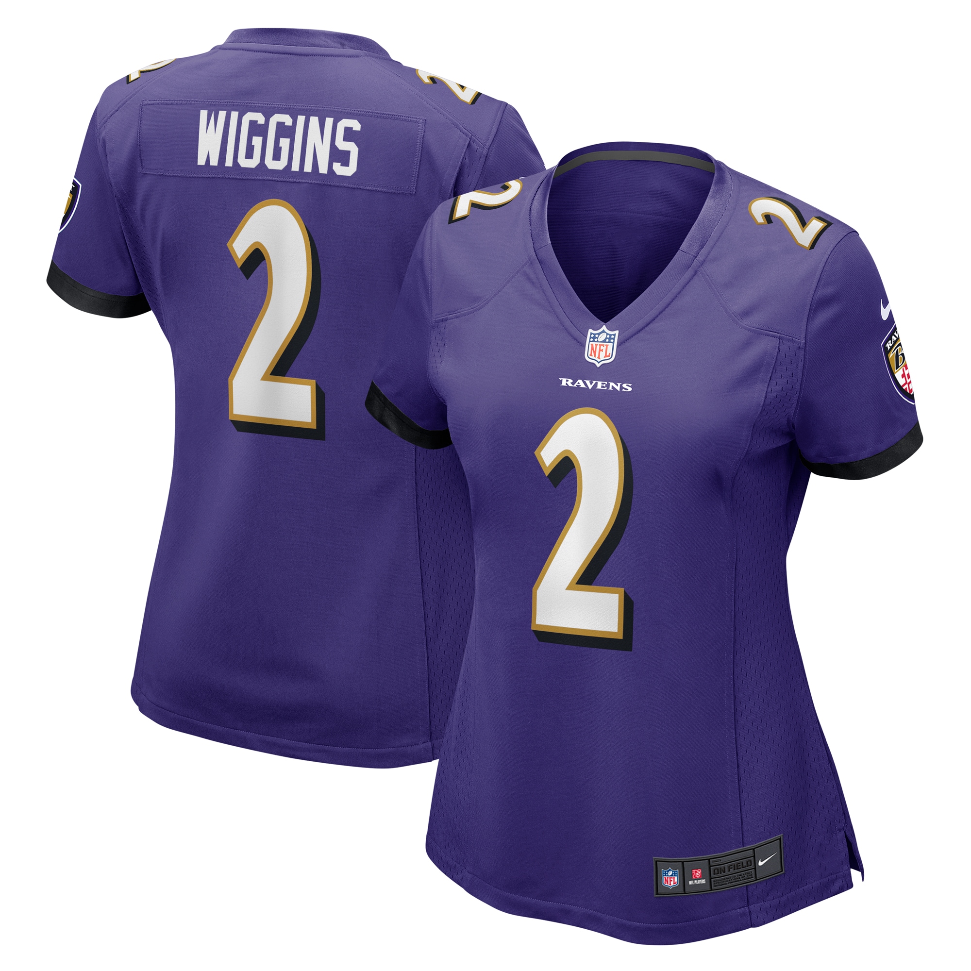 Baltimore Ravens Nate Wiggins Purple Game NFL Jersey Women's