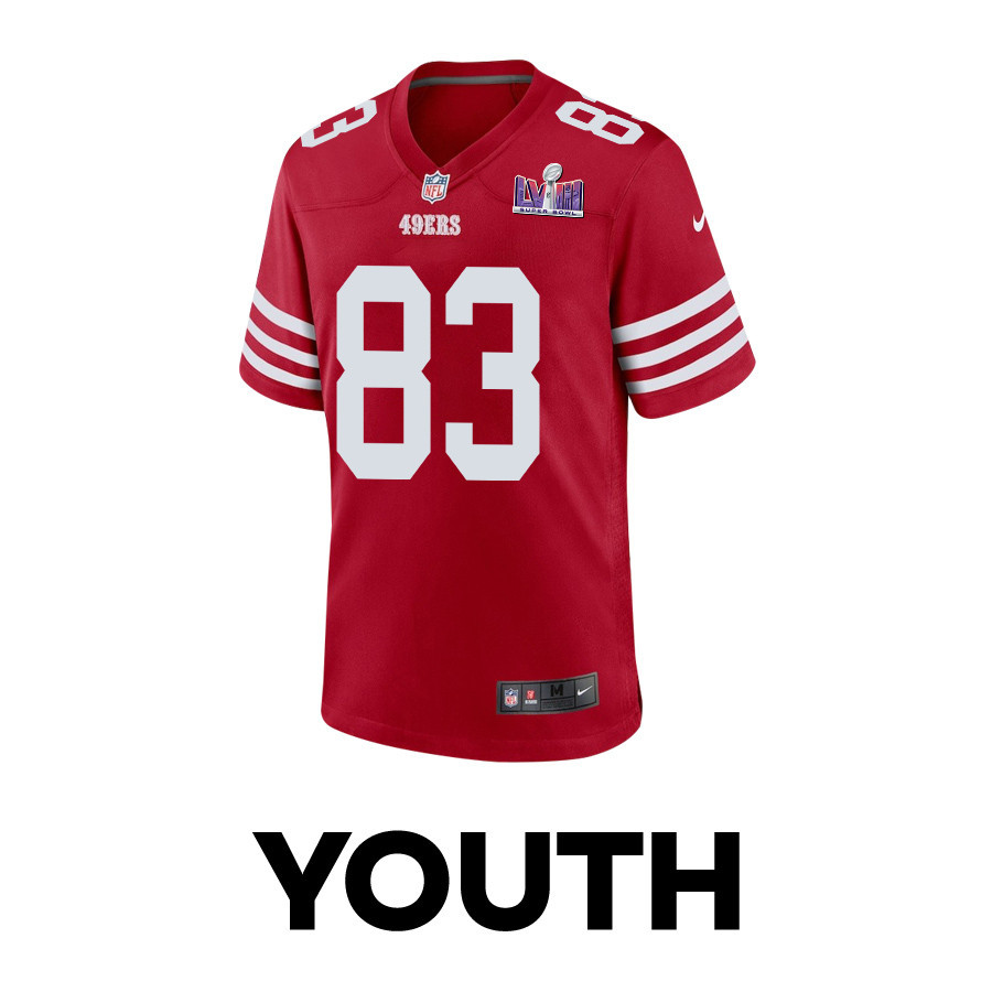Willie Snead IV 83 San Francisco 49ers Super Bowl LVIII Patch Game Scarlet NFL Jersey Youth