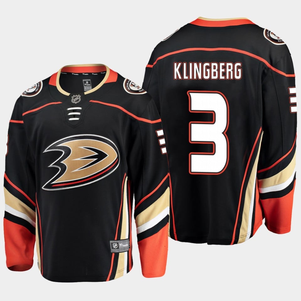 Anaheim Ducks John Klingberg 3 Alternate Black Breakaway Player NHL Jersey Men's