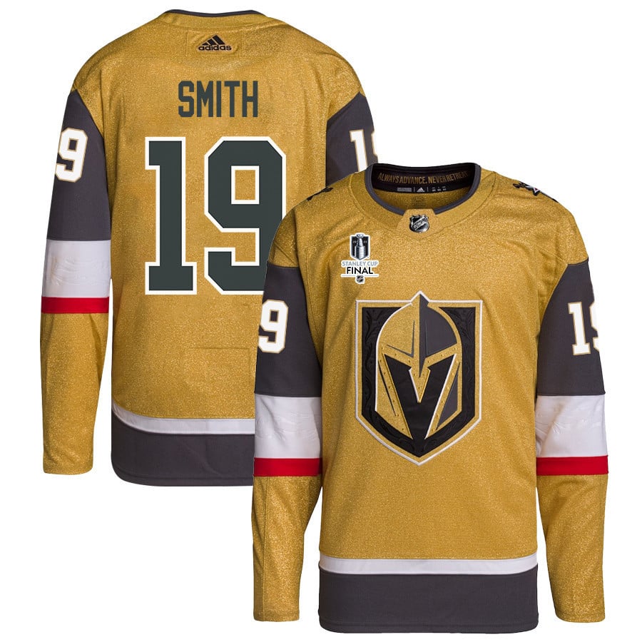 Reilly Smith 19 Vegas Golden Knights Stanley Cup 2023 Final Patch Home Breakaway Gold NHL Jersey Men's
