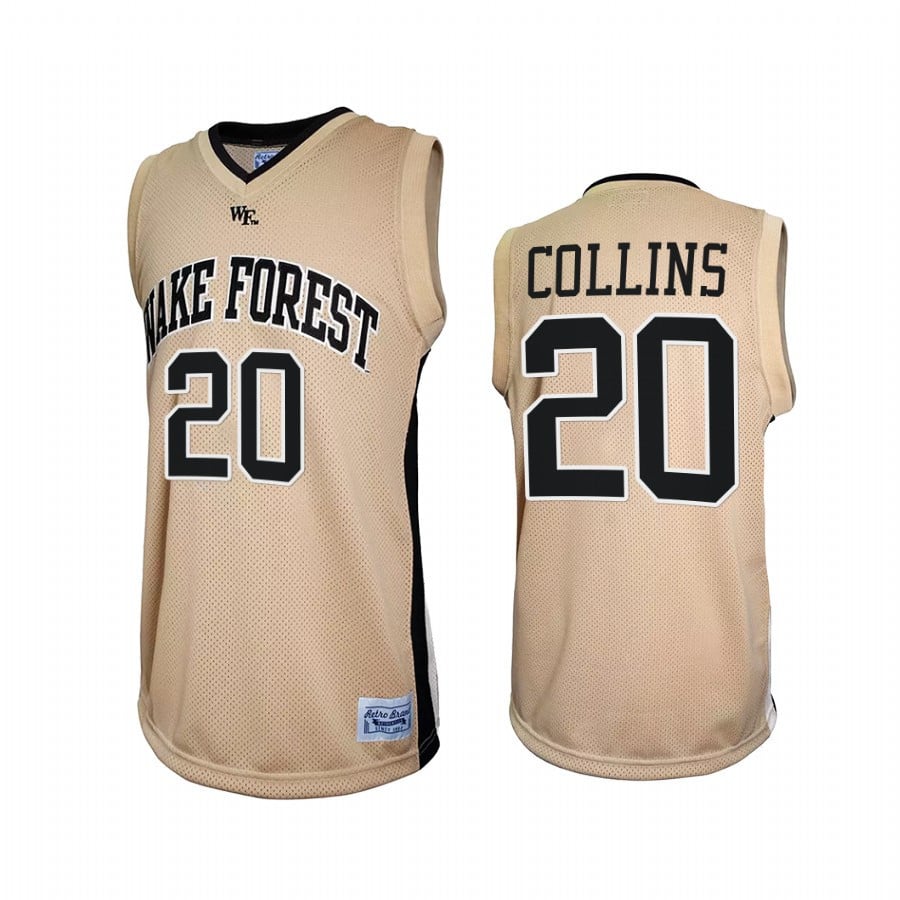 John Collins 20 Wake Forest Demon Deacons Gold Retro NCAA Jersey Men's