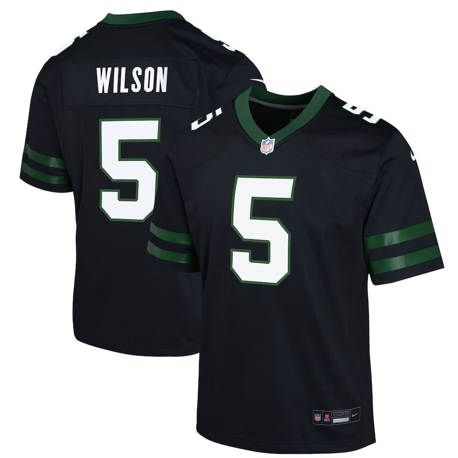 Garrett Wilson 5 New York Jets Alternate Game Legacy Black NFL Jersey Youth