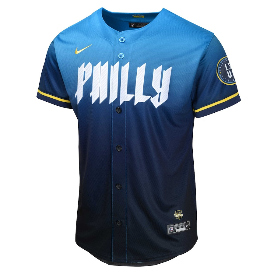 Zack Wheeler 45 Philadelphia Phillies 2024 City Connect Limited Blue MLB Jersey Youth