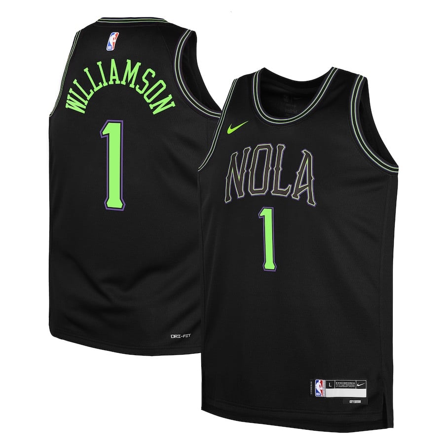 Zion Williamson 1 New Orleans Pelicans 2023/24 City Edition Swingma Black NBA Jersey Youth