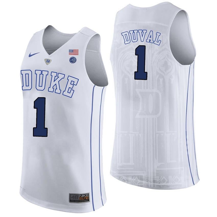 Duke Blue Devils 1 Trevon Duva White College Player Performance NCAA Jersey Men's