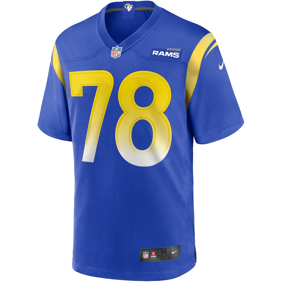 Jackie Slater 78 Los Angeles Rams Game Retired Royal NFL Jersey Men's