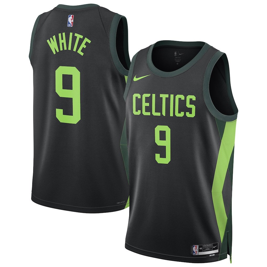 Derric White 9 Boston Celtics Unisex 2024/25 Swingman Player City Edition Black NBA Jersey Unisex