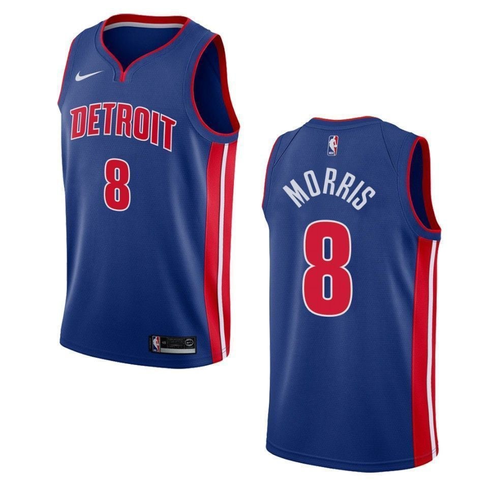 Detroit Pistons 8 Markieff Morris Icon Swingman Blue NBA Jersey Men's