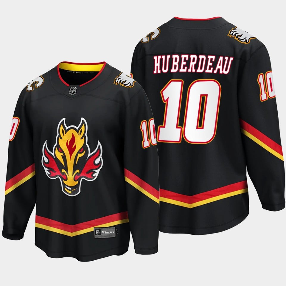 Calgary Flames Jonathan Huberdeau 10 Alternate Black Breakaway Player NHL Jersey Men's
