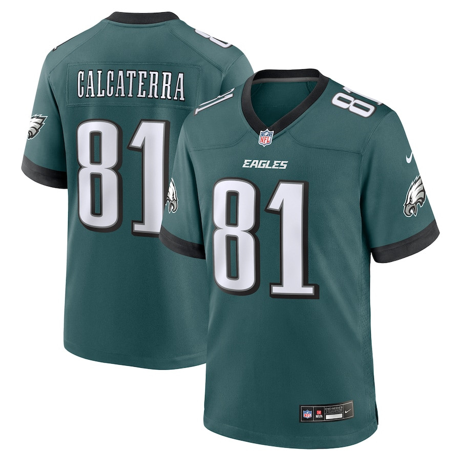 Grant Calcaterra 81 Philadelphia Eagles Team Game Midnight Green NFL Jersey Men's