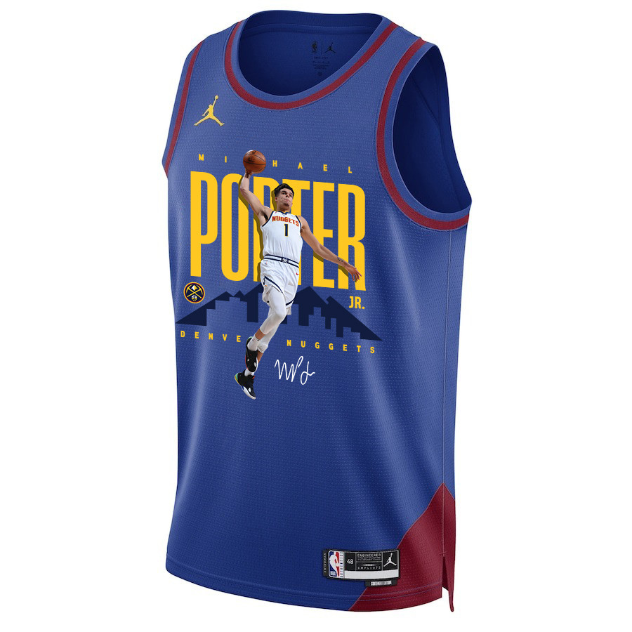 Michael Porter Jr. 1 Denver Nuggets X-Factor Player 2023 Champions Swingman Blue NBA Jersey Men's