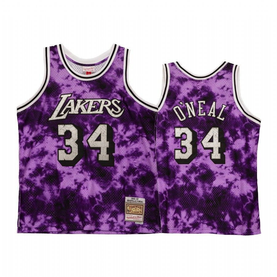 Shaquille O'neal 34 Los Angeles Lakers Galaxy Purple NBA Jersey Men's