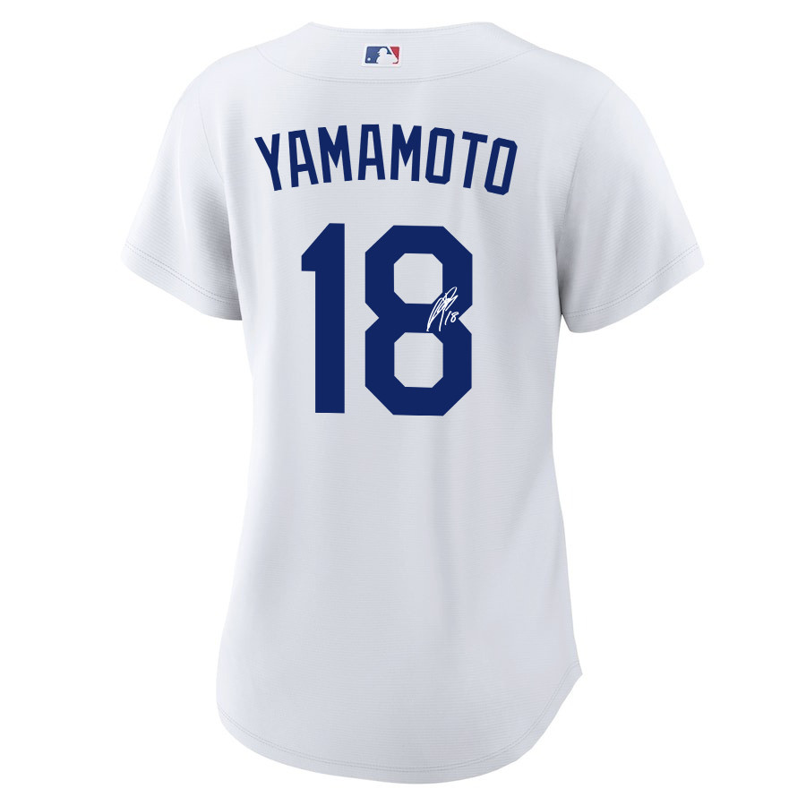 Yoshinobu Yamamoto 18 Signed Los Angeles Dodgers Home White MLB Jersey Women's