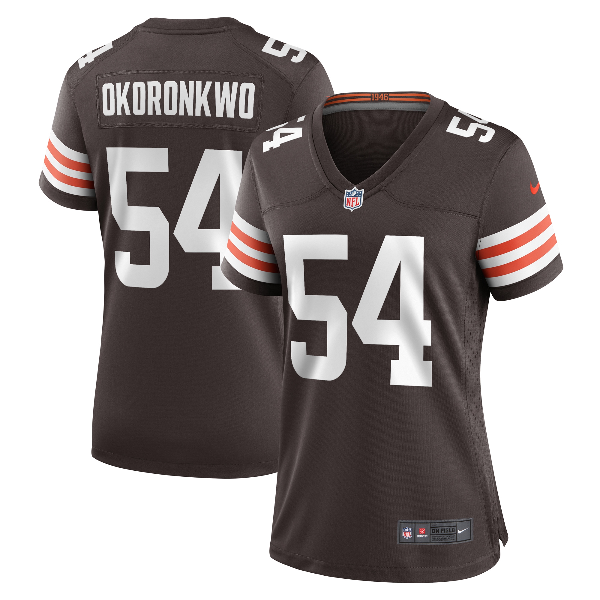 Cleveland Browns Ogbonnia Okoronkwo Brown Game Player NFL Jersey Women's