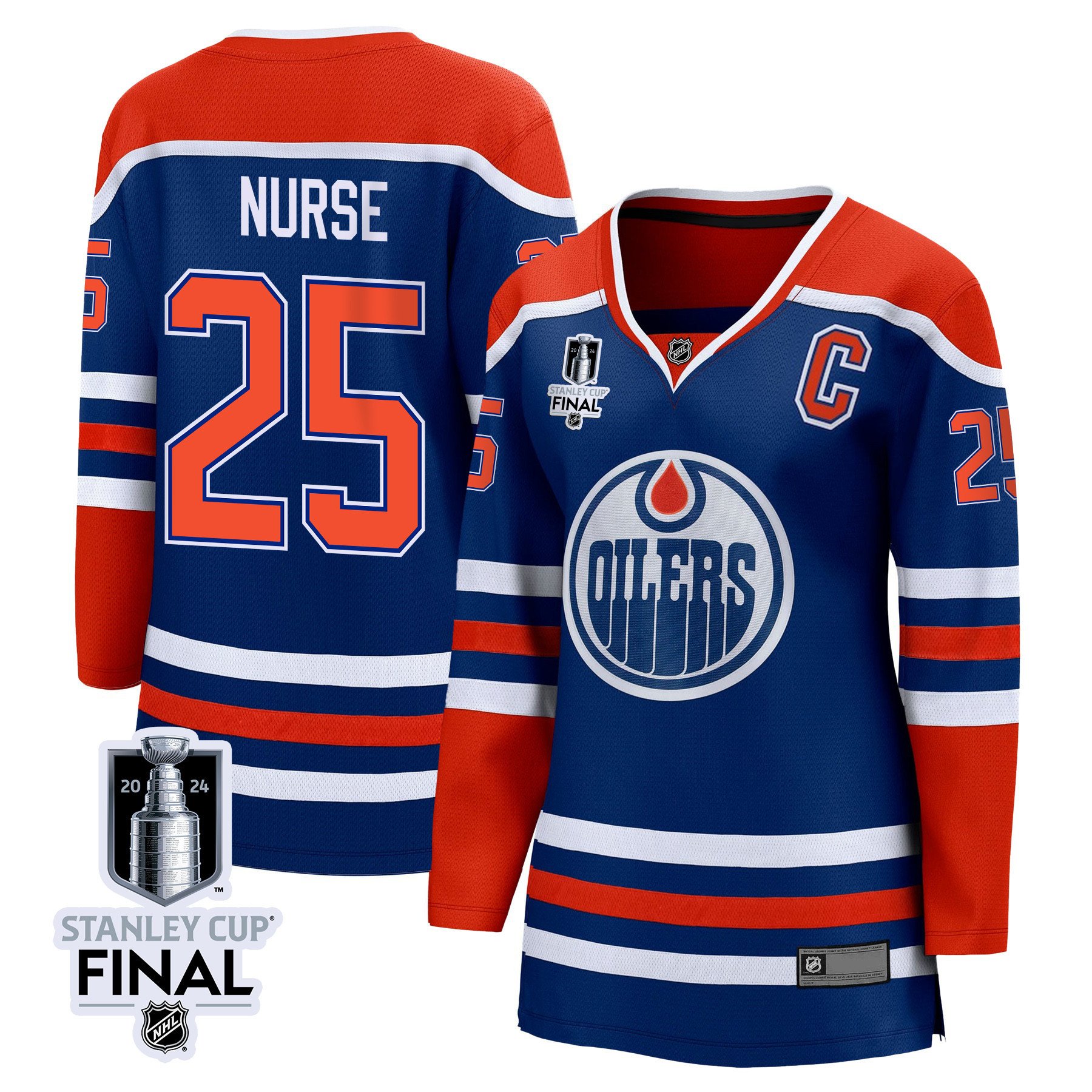 Darnell Nurse 25 Edmonton Oilers 2024 STANLEY CUP Final Home Royal NHL Jersey Women's