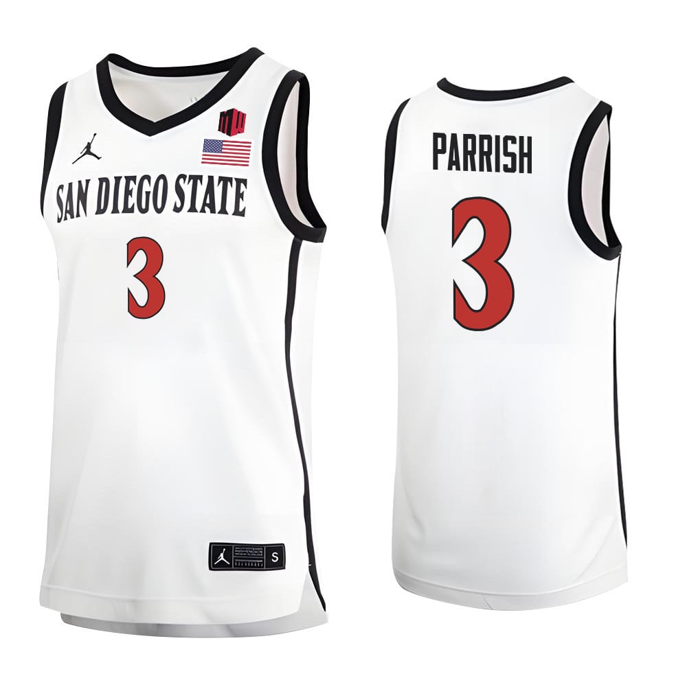 Micah Parrish 3 San Diego State Aztecs 2023 MW Logo- Me White NCAA Jersey Men's