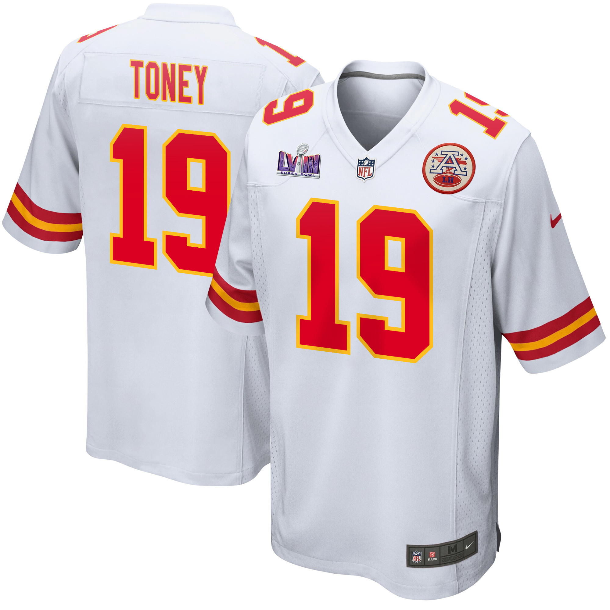 Kadarius Toney 19 Kansas City Chiefs Super Bowl LVIII Patch Game White NFL Jersey Men's